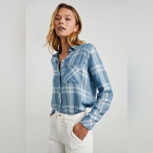 Rails Hunter Plaid Long Sleeve Button Down Shirt // Marine White